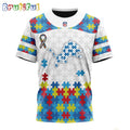 NFL Detroit Lions T-Shirt Special Autism Awareness Design 3D T-Shirt