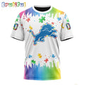 NFL Detroit Lions T-Shirt Special Autism Awareness Design All Over Print T-Shirt