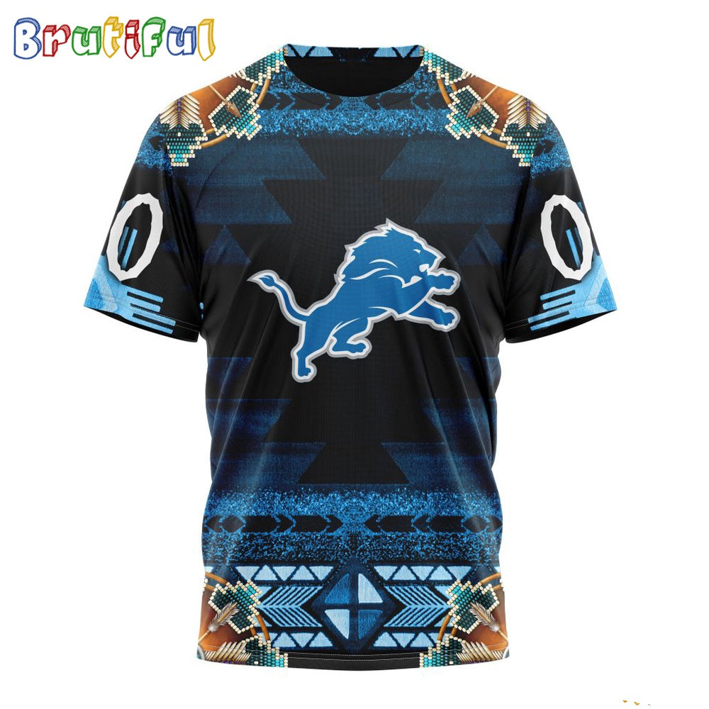 NFL Detroit Lions T-Shirt Special Native Costume Design T-Shirt