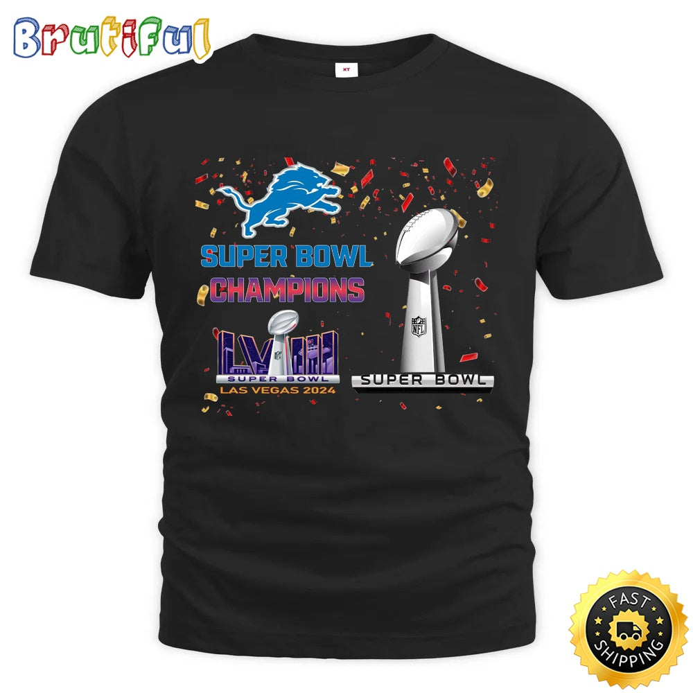 NFL Detroit Lions T Shirt Super Bowl LVIII 2024 Las Vegas Champions Unisex Tshirt
