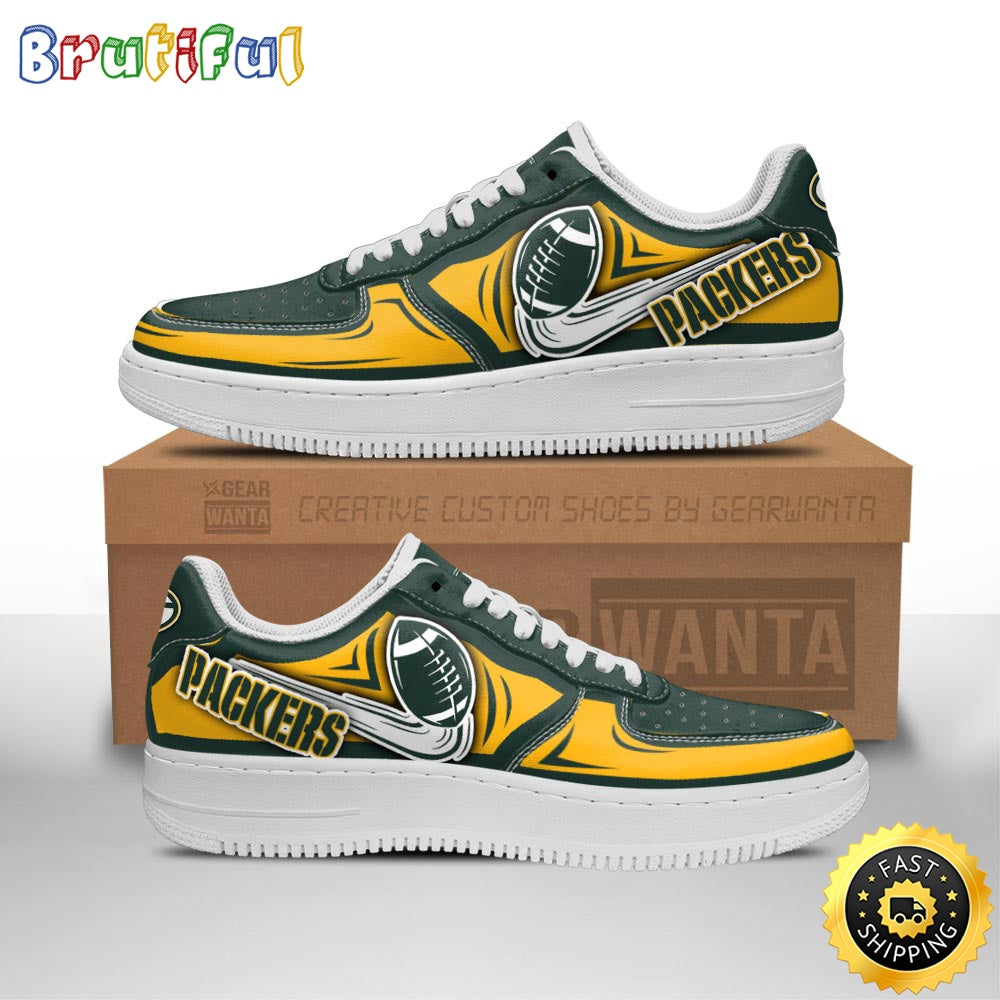 NFL Green Bay Packers Air Force 1 Shoes Football Sneaker Shoes