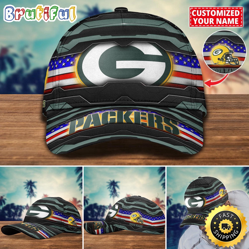 NFL Green Bay Packers Baseball Cap Flag Custom Name Cap