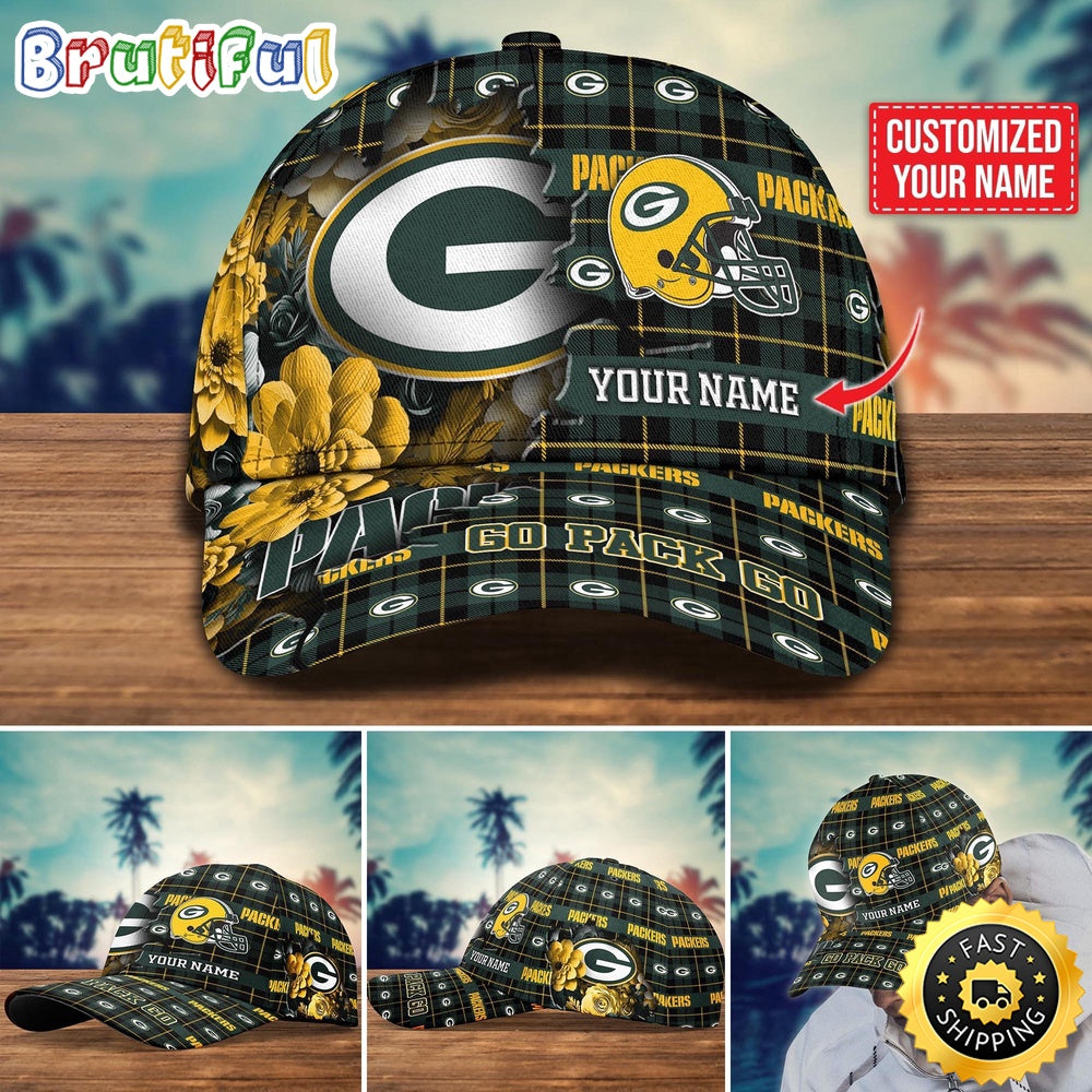 NFL Green Bay Packers Baseball Cap Flower Trending Custom Cap