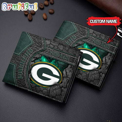 NFL Green Bay Packers Football Custom Name Men’s Leather Wallet