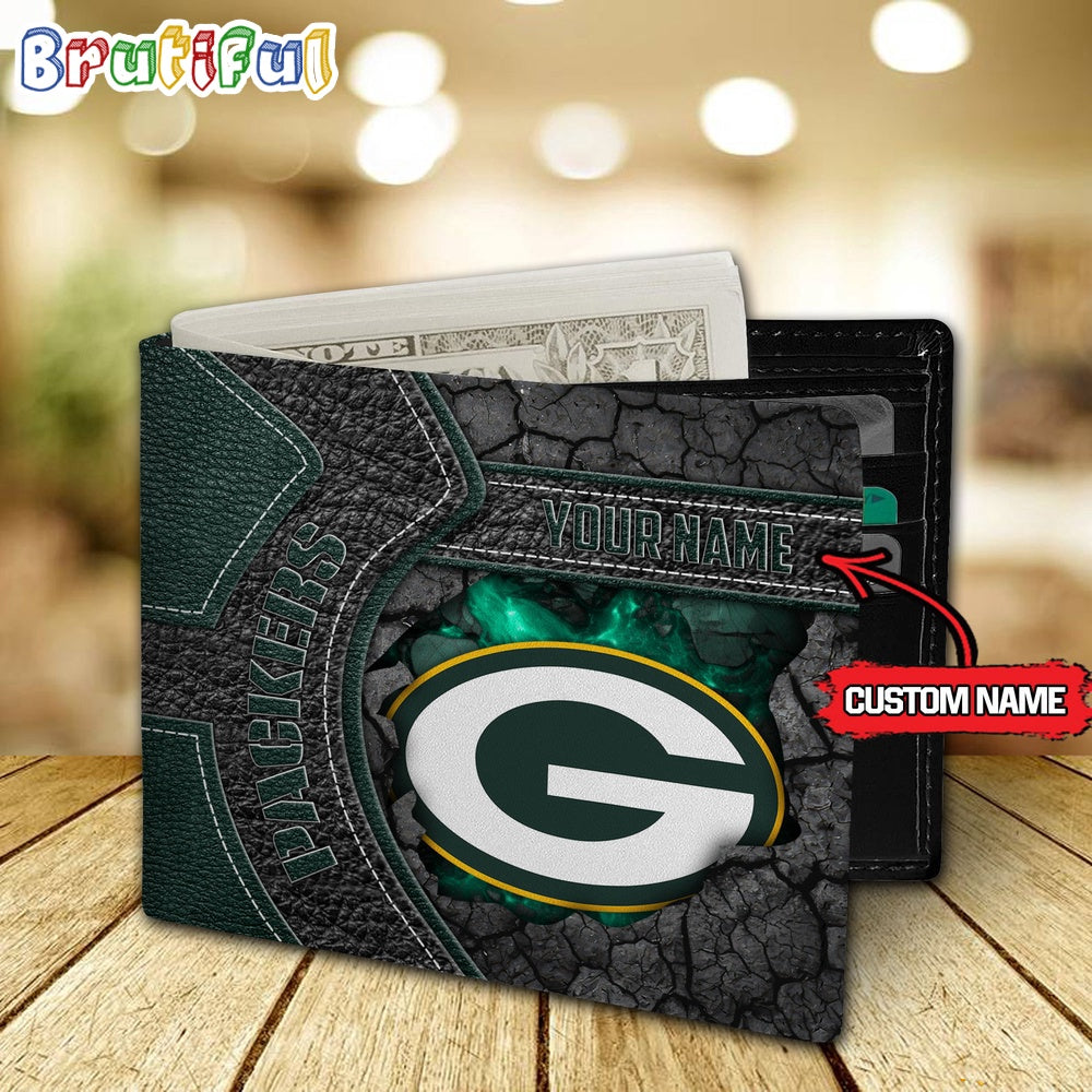 NFL Green Bay Packers Football Custom Name Men’s Leather Wallet