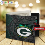 NFL Green Bay Packers Football Custom Name Men’s Leather Wallet