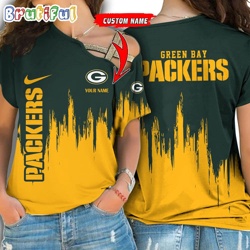 NFL Green Bay Packers Football Team Logo Design One Shoulder Shirt