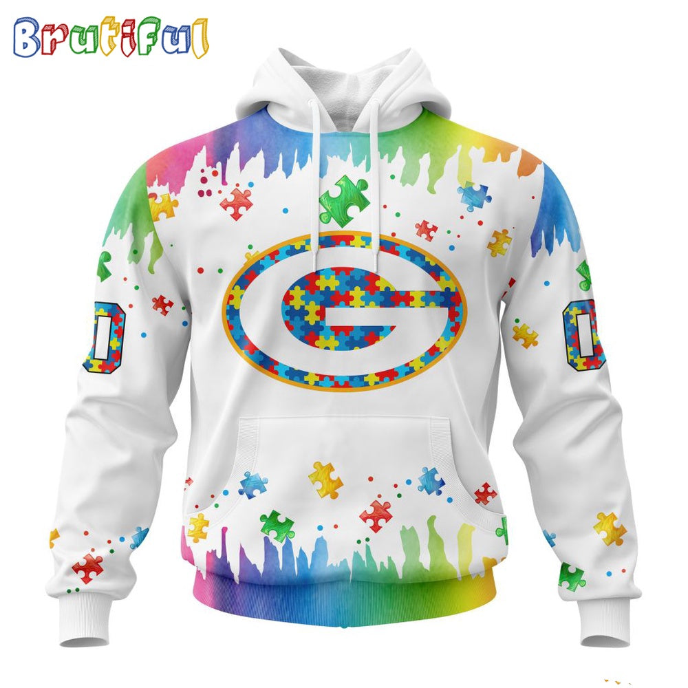 NFL Green Bay Packers Hoodie Special Autism Awareness Design All Over Print Hoodie