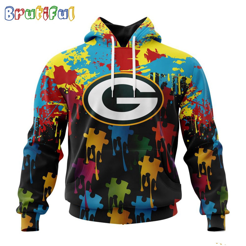 NFL Green Bay Packers Hoodie Special Autism Awareness Design Football Hoodie