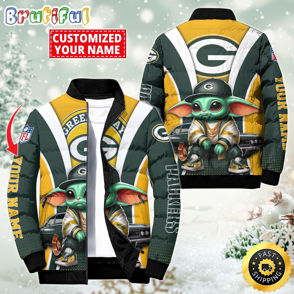 NFL Green Bay Packers Puffer Jacket Baby Yoda Custom Jacket