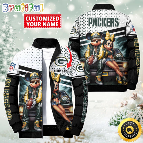 NFL Green Bay Packers Puffer Jacket Mickey Minnie Jacket