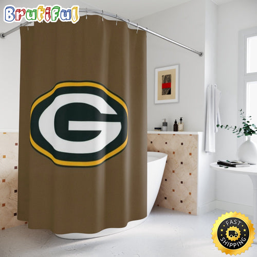NFL Green Bay Packers Shower Curtain Sport Bathroom Mat Set and Shower Curtain