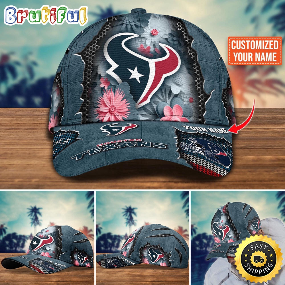 NFL Houston Texans Baseball Cap Flag Flower Trending Custom Cap