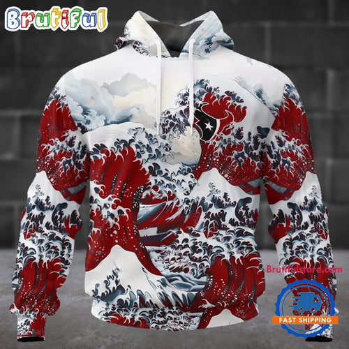 NFL Houston Texans Football Great Wave All Over Print Hoodie