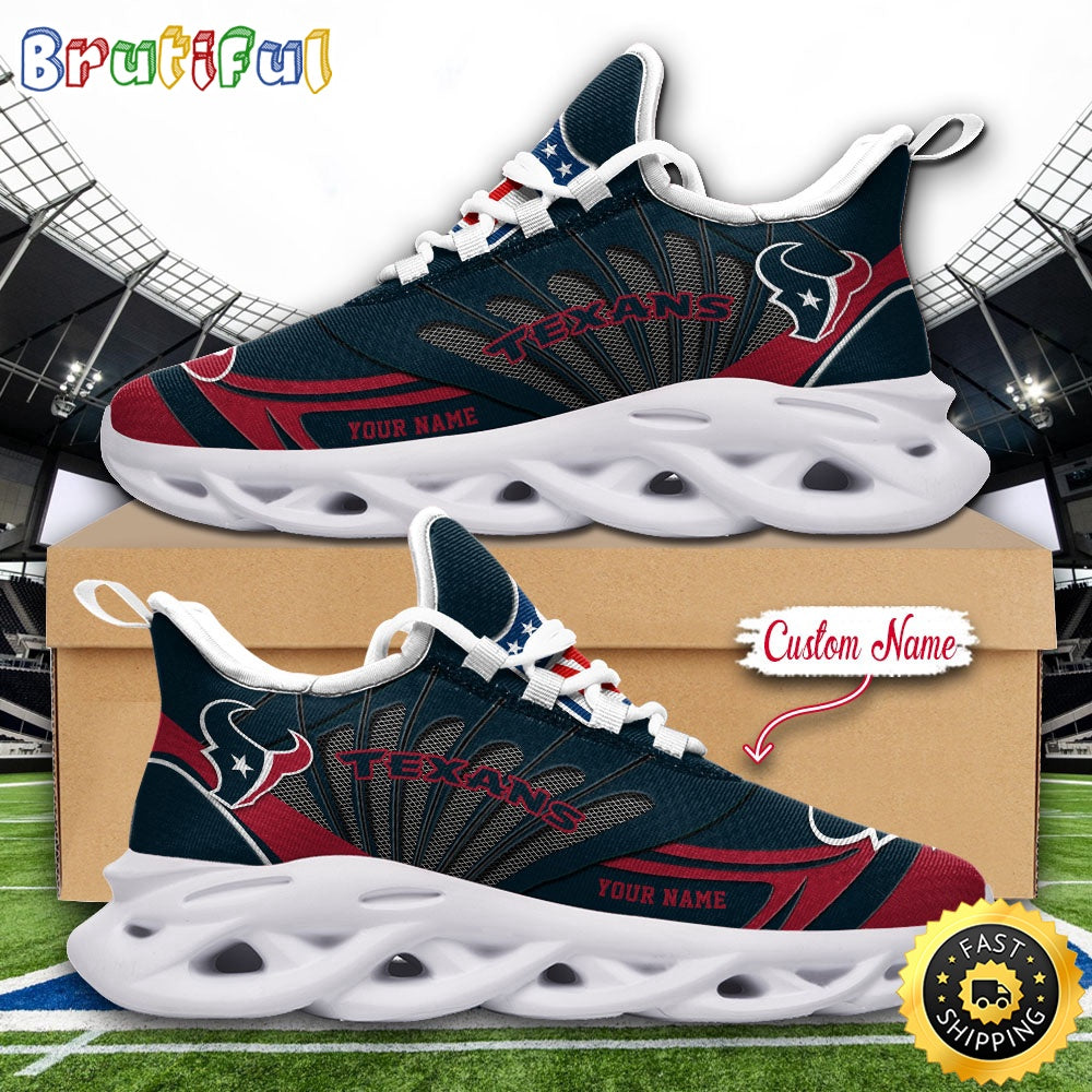 NFL Houston Texans Max Soul Shoes Custom Name Football Shoes Sports