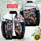 NFL Houston Texans Puffer Jacket Mickey Minnie Jacket