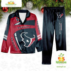NFL Houston Texans Football Team Winter Satin Pajamas Set Gift for Fans