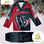 NFL Houston Texans Football Team Winter Satin Pajamas Set Gift for Fans