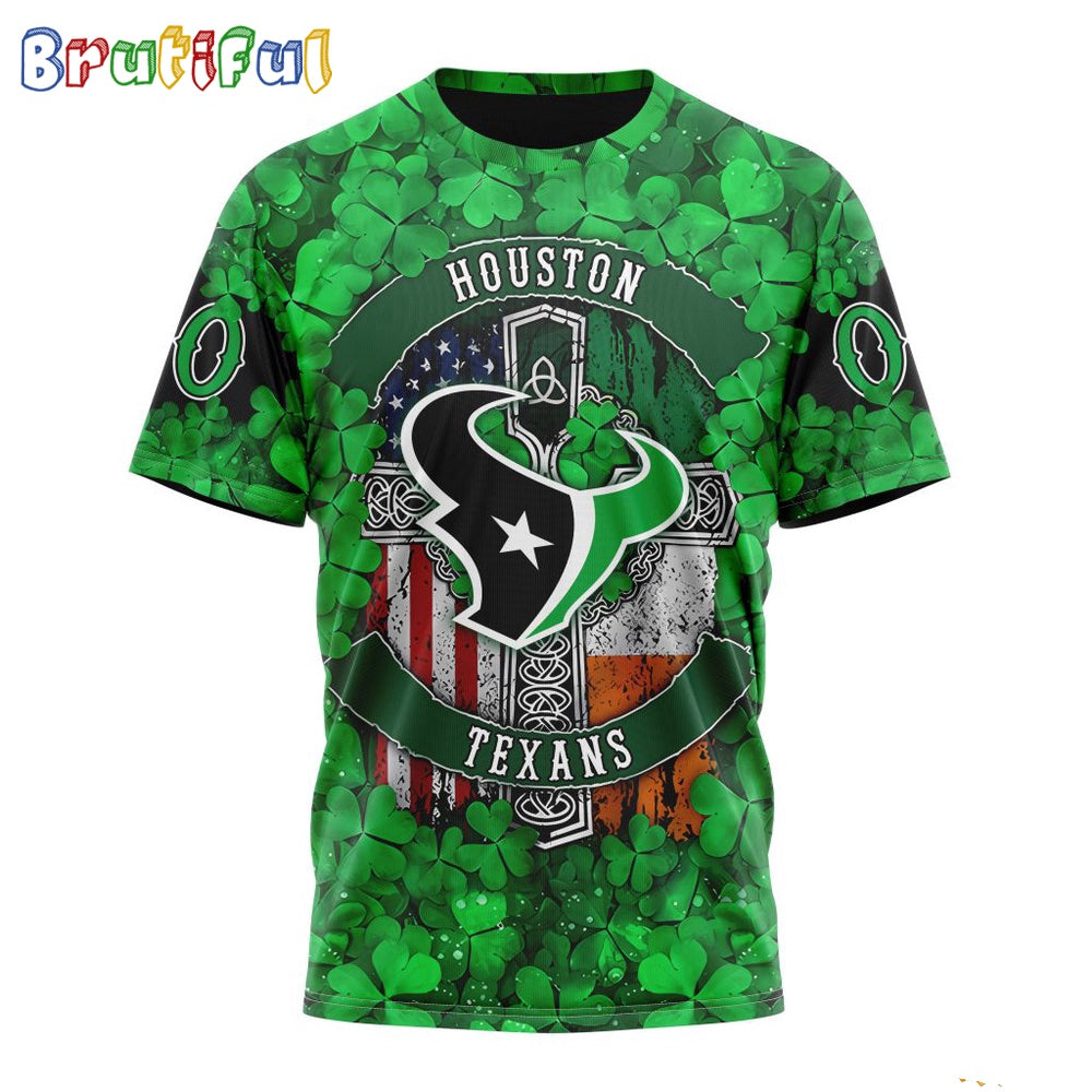 NFL Houston Texans T-Shirt Special Design 3D T-Shirt St Patrick Day