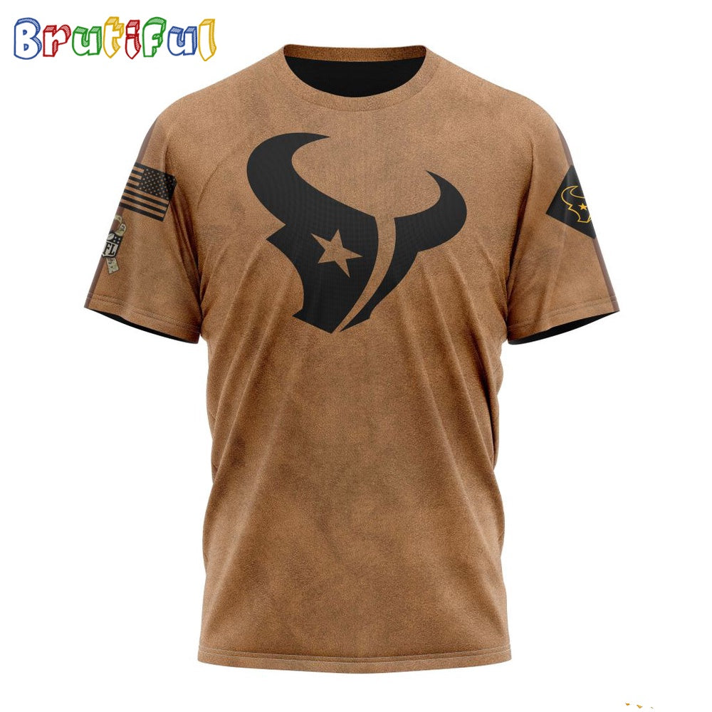 NFL Houston Texans T-Shirt Special Salute To Service For Veterans Day Full Printed T-Shirt