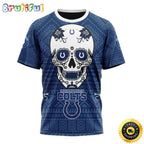 NFL Indianapolis Colts All Over Print 3D T Shirt Specialized Kits For Dia De Muertos Show Your Team Spirit