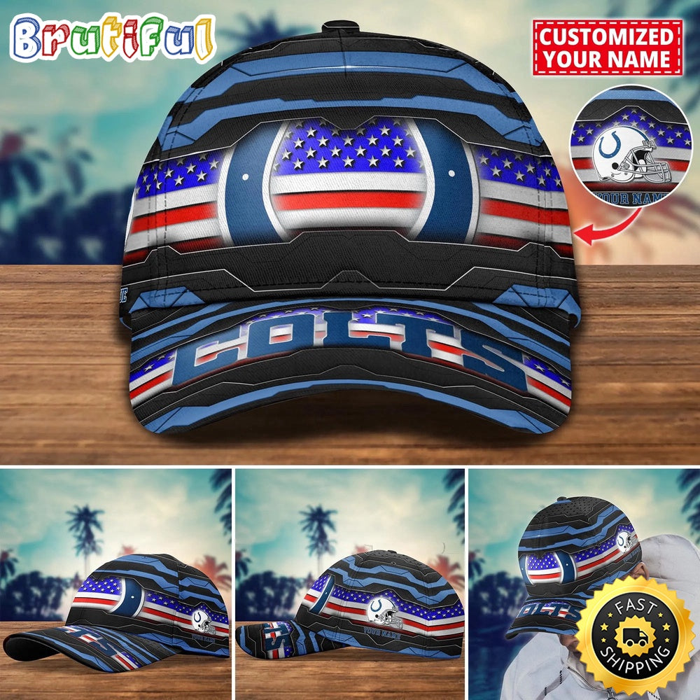 NFL Indianapolis Colts Baseball Cap Flag Custom Name Cap