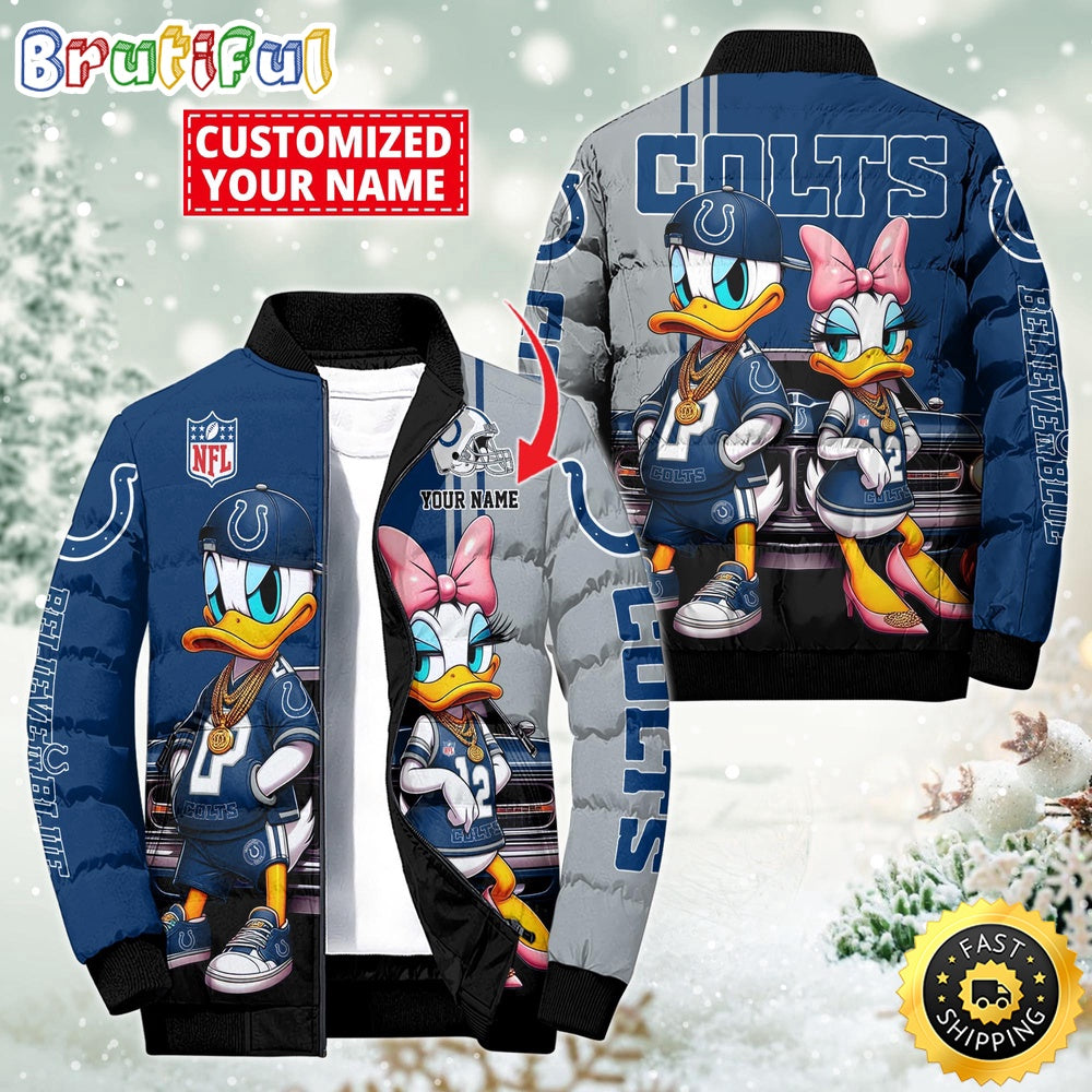 NFL Indianapolis Colts Puffer Jacket Donald Duck Custom Jacket