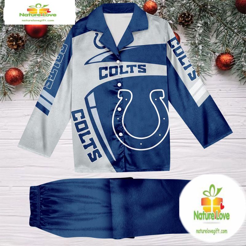 NFL Indianapolis Colts Football Team Winter Satin Pajamas Set Gift for Fans