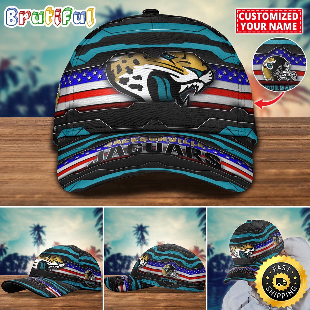 NFL Jacksonville Jaguars Baseball Cap Flag Custom Name Cap