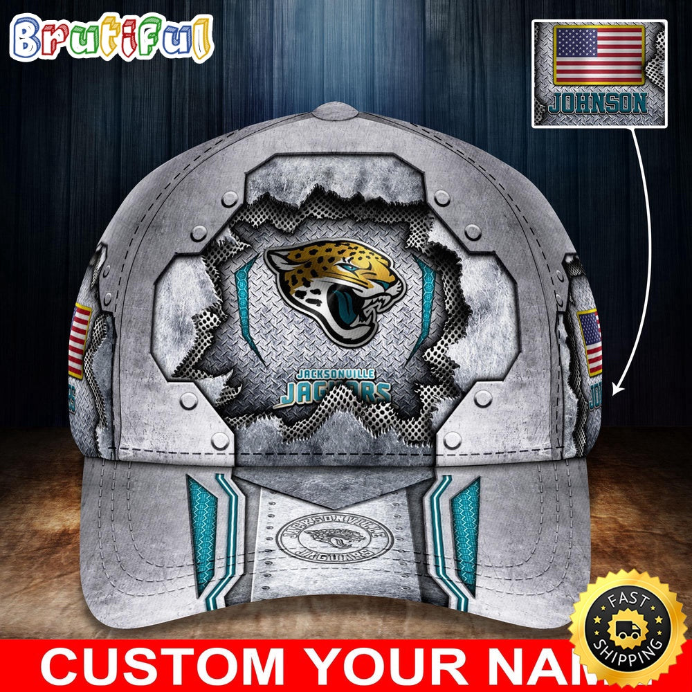 NFL Jacksonville Jaguars Baseball Cap Silver Metalic Pattern Cap