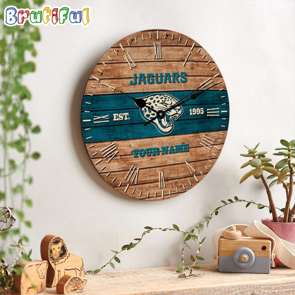 NFL Jacksonville Jaguars Clock Custom Name Wooden Clock