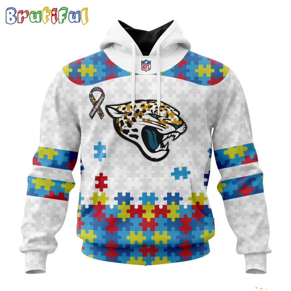 NFL Jacksonville Jaguars Hoodie Special Autism Awareness Design 3D Hoodie
