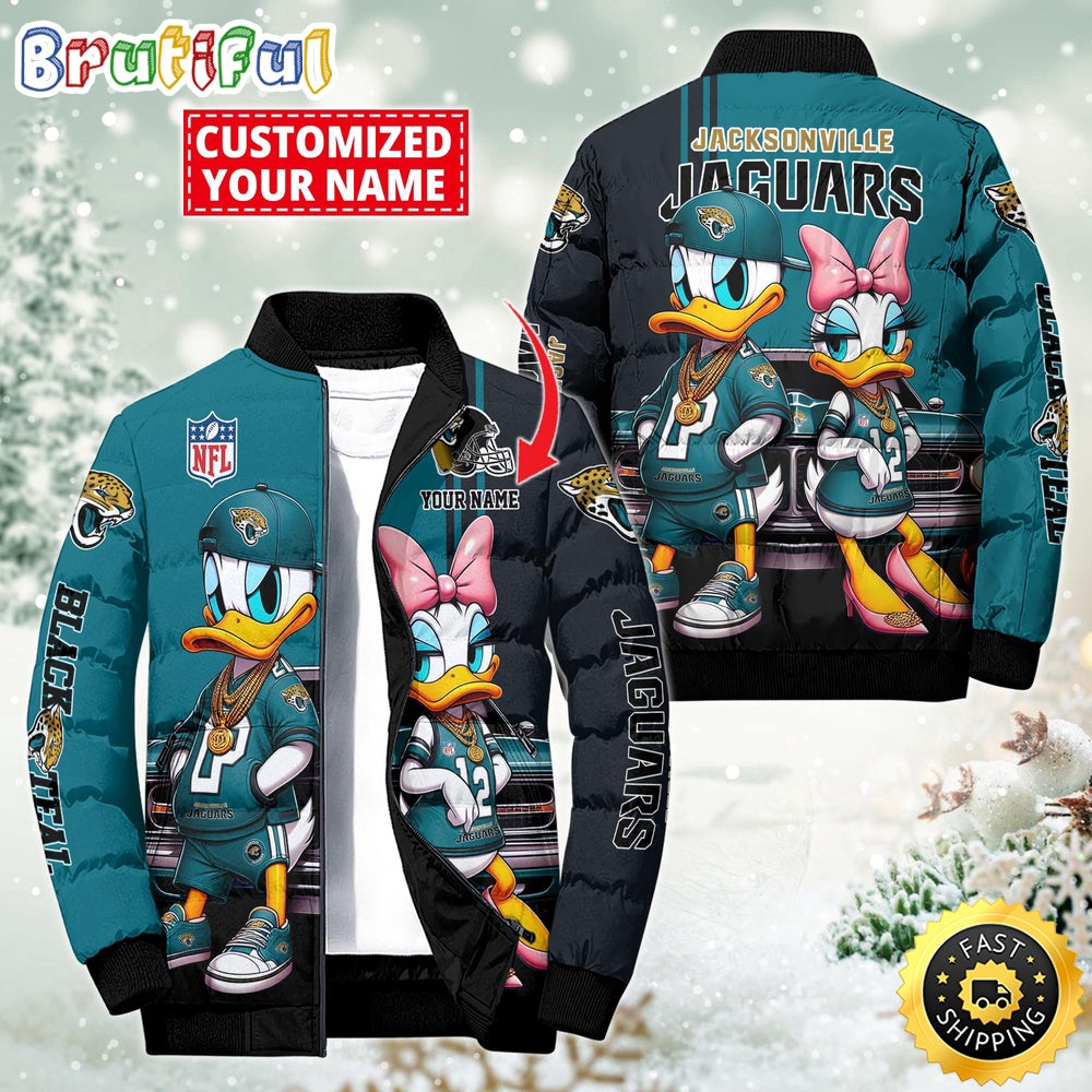 NFL Jacksonville Jaguars Puffer Jacket Donald Duck Custom Jacket