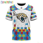 NFL Jacksonville Jaguars T-Shirt Special Autism Awareness Design 3D T-Shirt