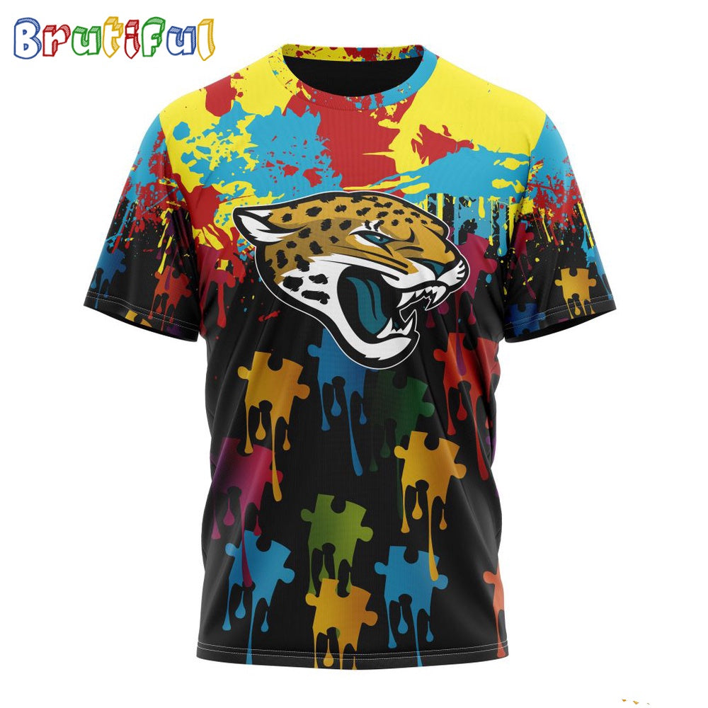 NFL Jacksonville Jaguars T-Shirt Special Autism Awareness Design Football T-Shirt