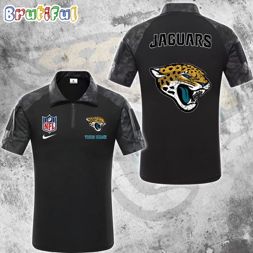 NFL Jacksonville Jaguars Tactical Polo Shirt, Custom Football Zip Polo Shirt