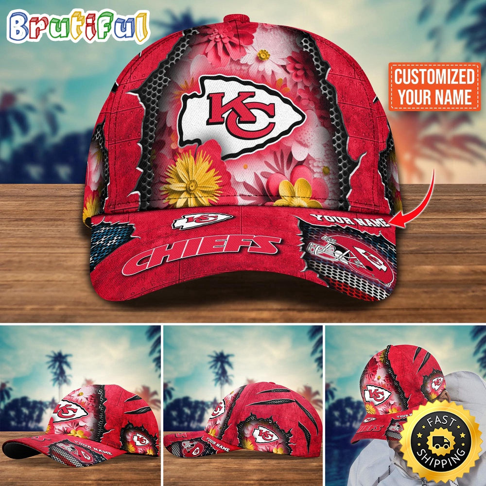 NFL Kansas City Chiefs Baseball Cap Flag Flower Trending Custom Cap