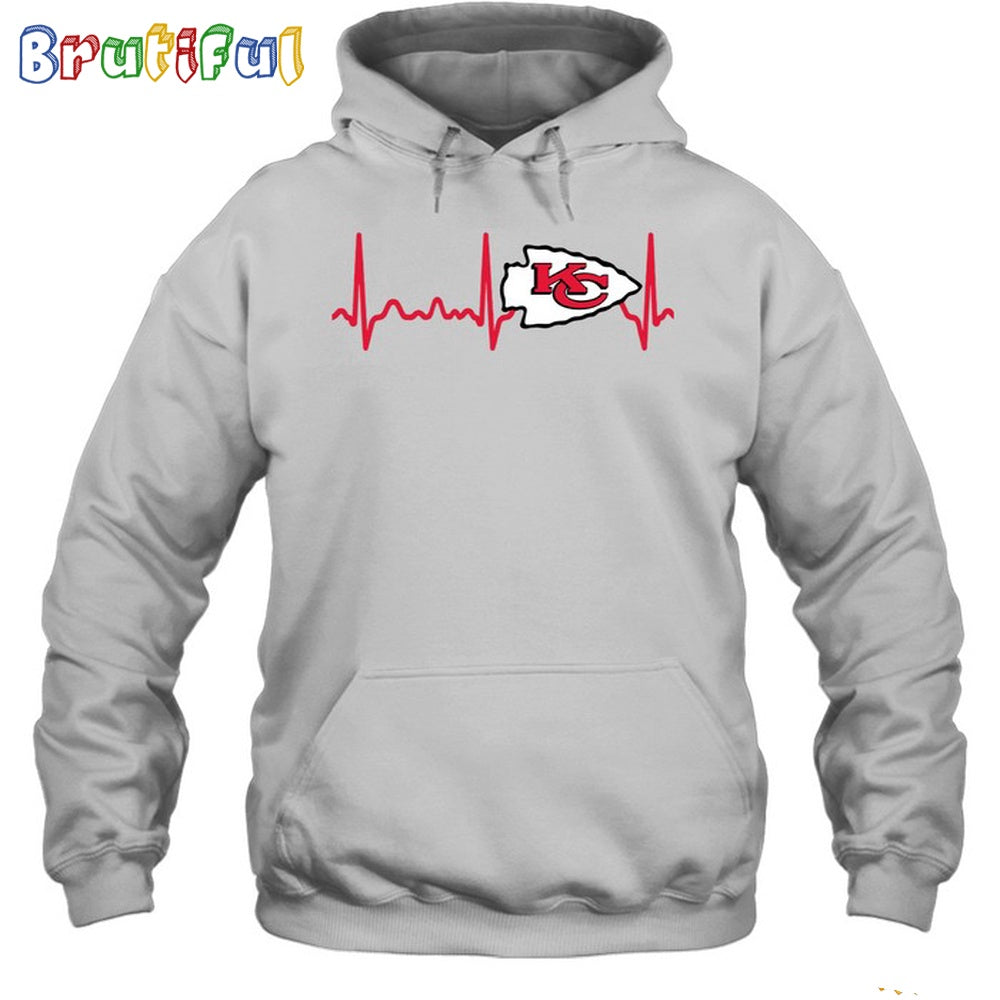 NFL Kansas City Chiefs Heartbeat Hoodie Unisex Football T-Shirt Hoodie