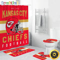 NFL Kansas City Chiefs Helmet Shower Curtain Football Bathroom Mat Set and Shower Curtain