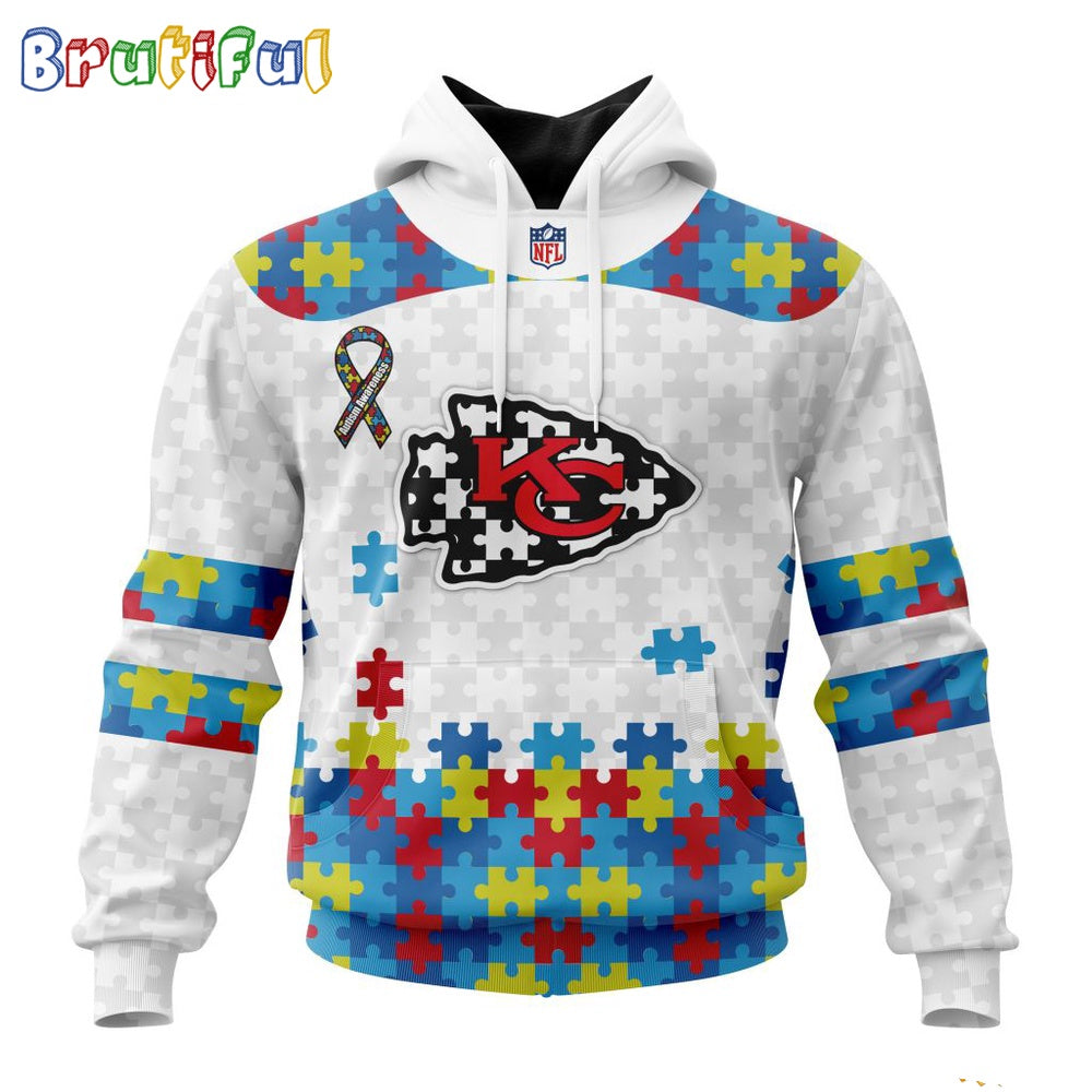 NFL Kansas City Chiefs Hoodie Special Autism Awareness Design 3D Hoodie