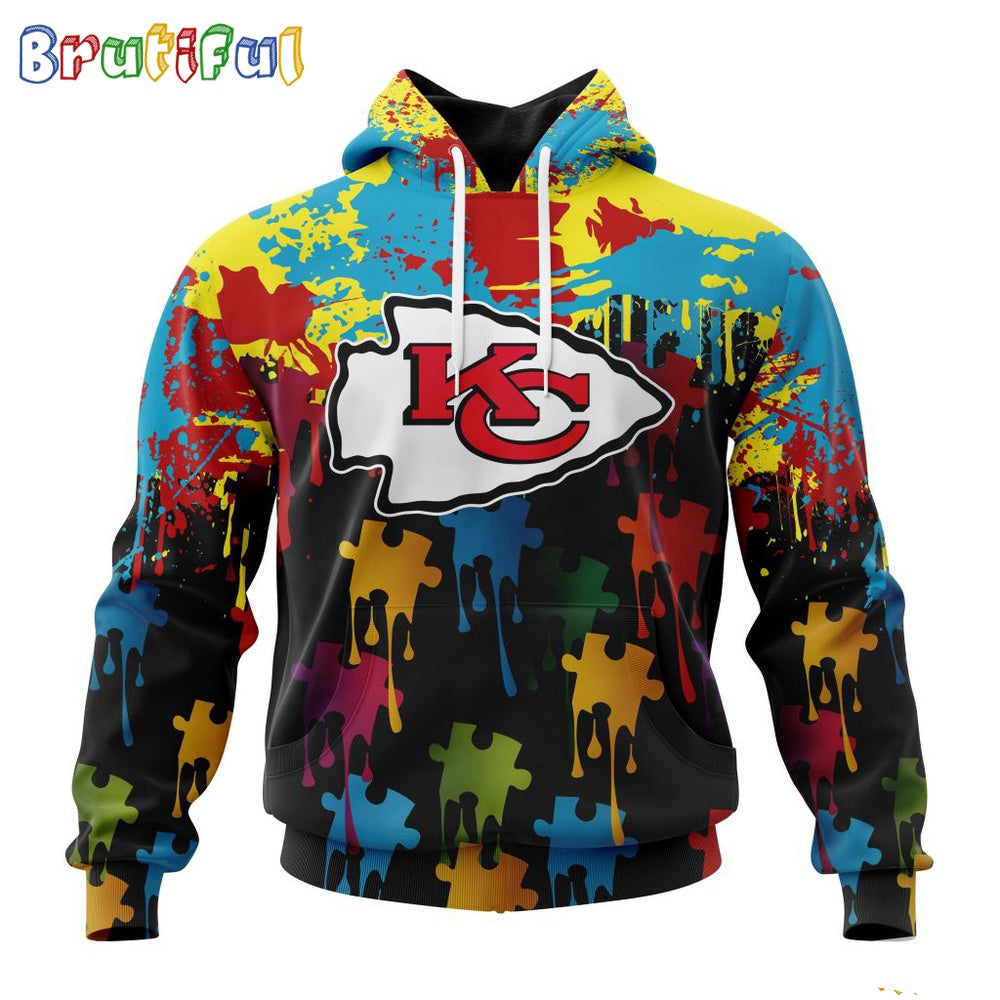 NFL Kansas City Chiefs Hoodie Special Autism Awareness Design Football Hoodie