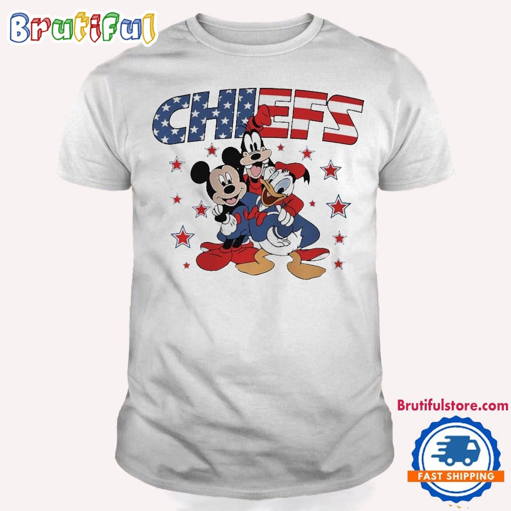 NFL Kansas City Chiefs Mickey America Flag Happy Independence Day 4th Of July T Shirt
