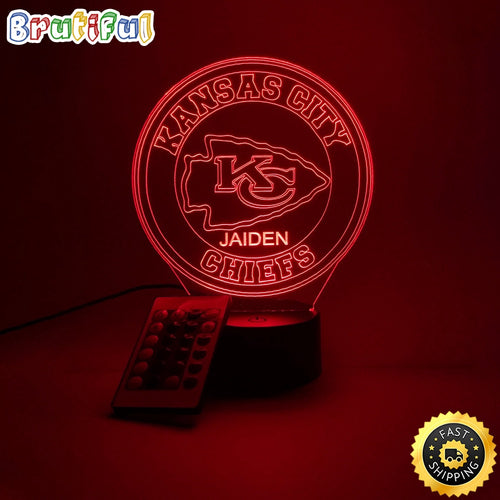 NFL Kansas City Chiefs Night Light Football 3D LED Light