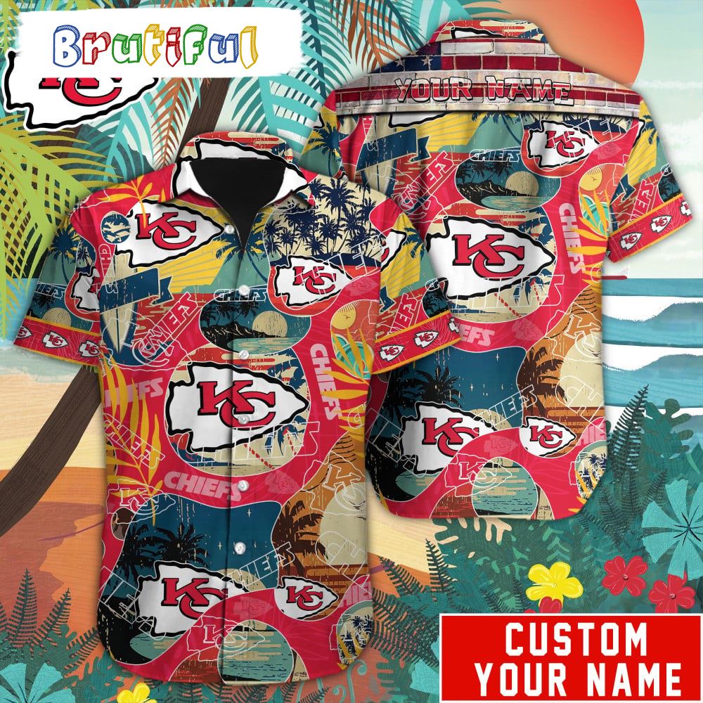 NFL Kansas City Chiefs Retro Hawaiian Shirt Special Vintage Style Hawaiian Button Shirt