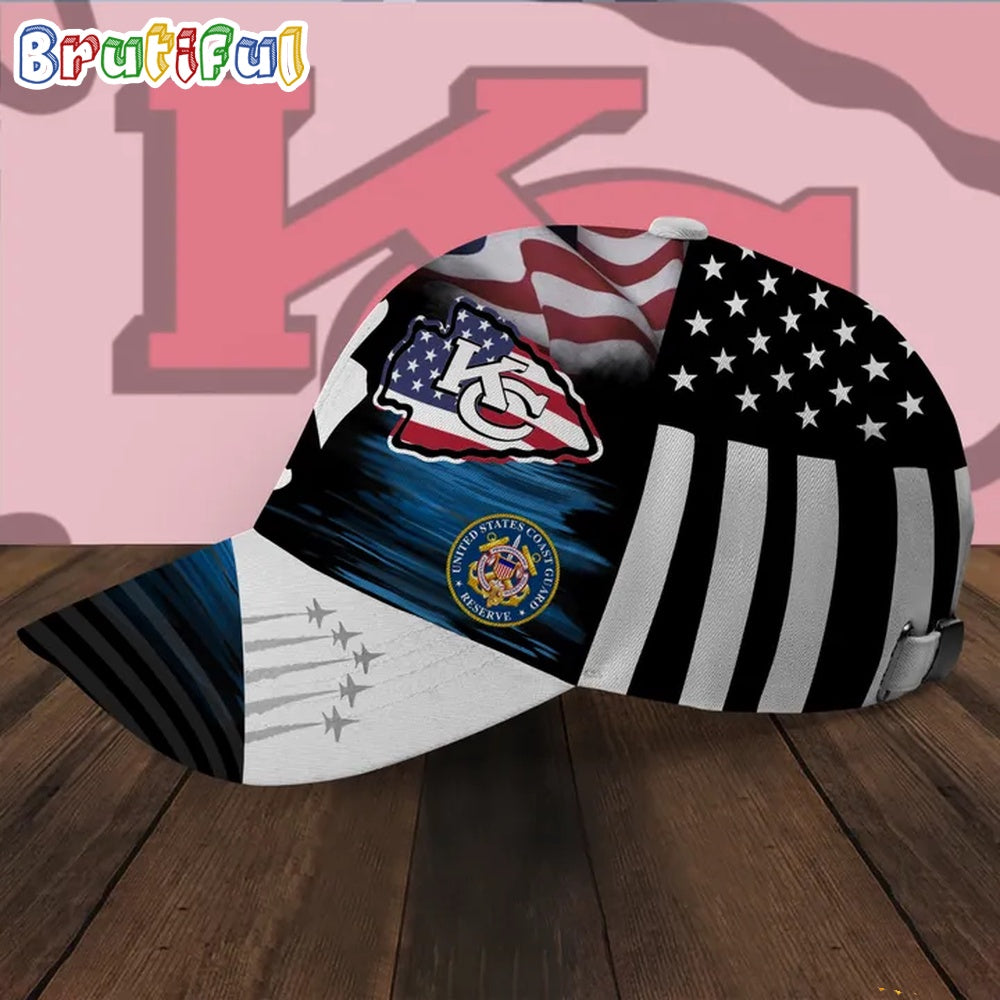 NFL Kansas City Chiefs Special American Flag US Coast Guard Veteran Baseball Cap