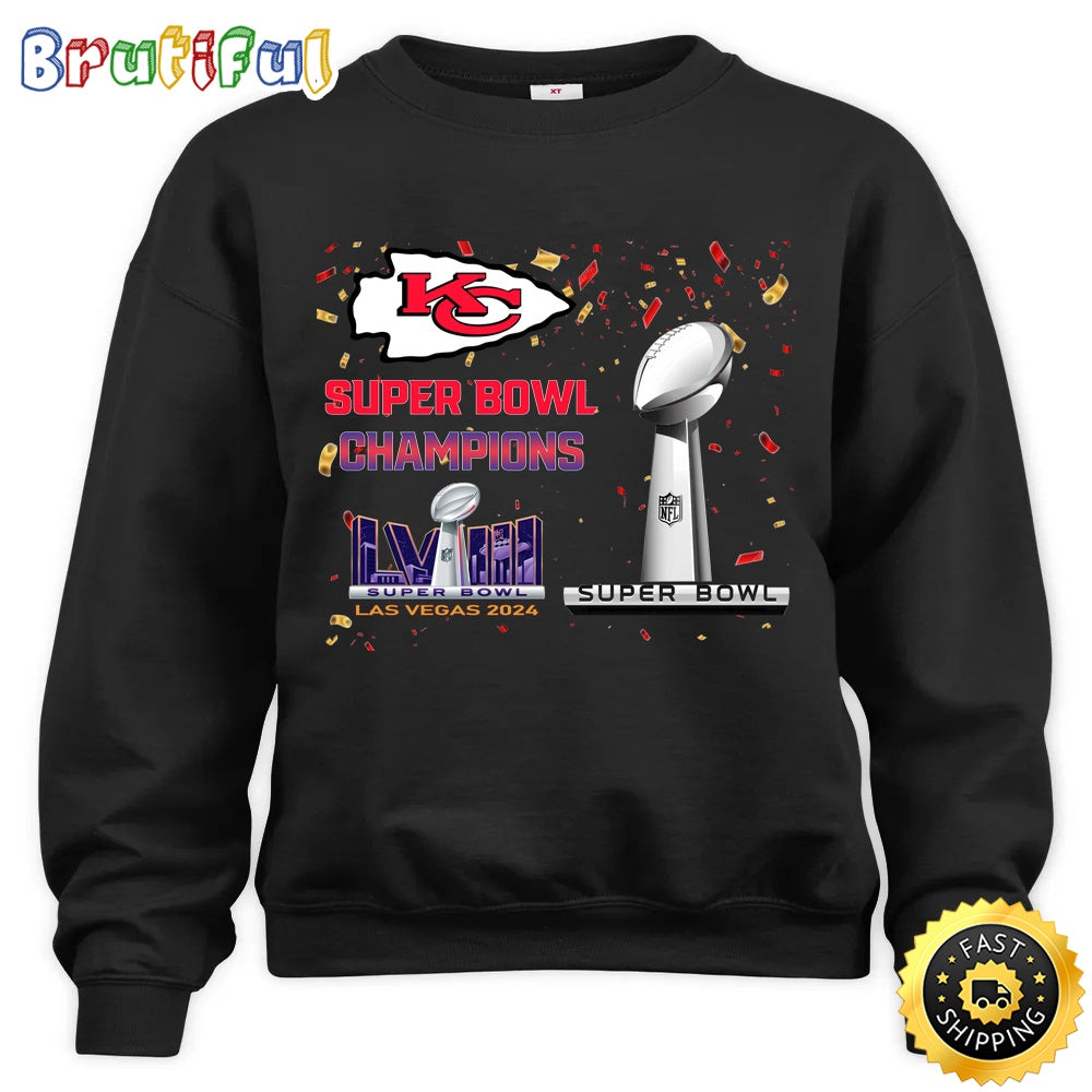 NFL Kansas City Chiefs Sweatshirt Super Bowl LVIII 2024 Las Vegas Champions Unisex Sweatshirt