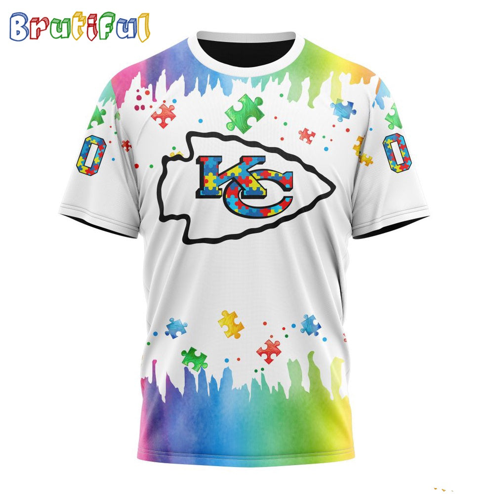 NFL Kansas City Chiefs T-Shirt Special Autism Awareness Design All Over Print T-Shirt