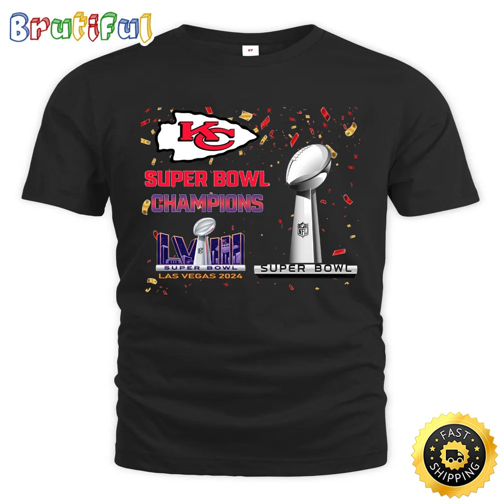 NFL Kansas City Chiefs T Shirt Super Bowl LVIII 2024 Las Vegas Champions Unisex Tshirt