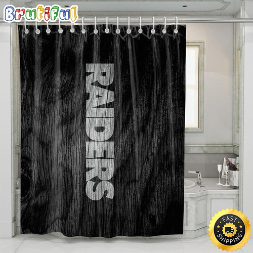 NFL Las Vegas Raiders Football Shower Curtain Set For Bathroom Decor Meaningful