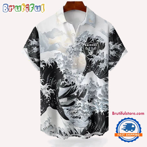 NFL Las Vegas Raiders Football Special Great Wave Hawaiian Shirt